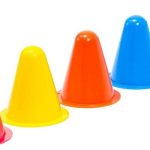 a row of mini safety cones